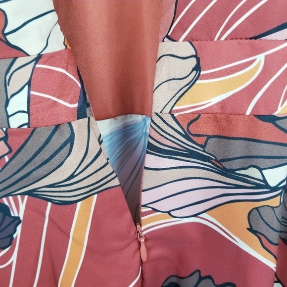 Tahari ASL High Tie Neck Sleeveless Multi Print Fit & Flare Satin Dress NWT - Picture 13 of 16